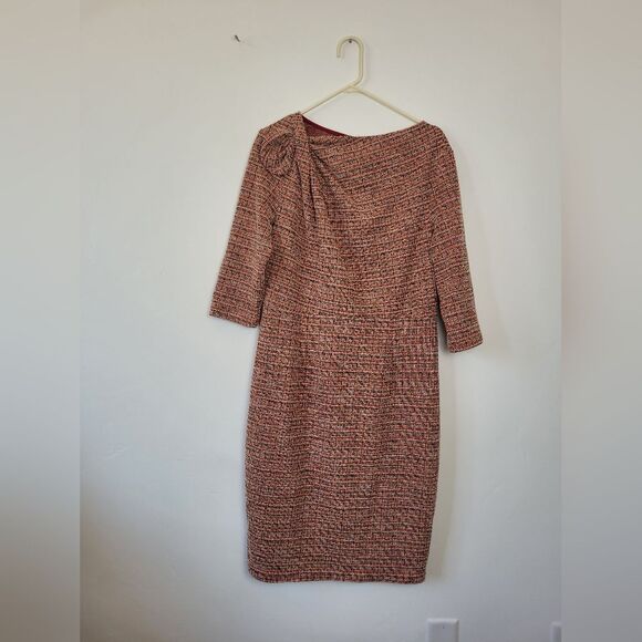 Tweed Sheath Dress Pink Orange Career Office Professional Business Church XXL - Picture 6 of 13